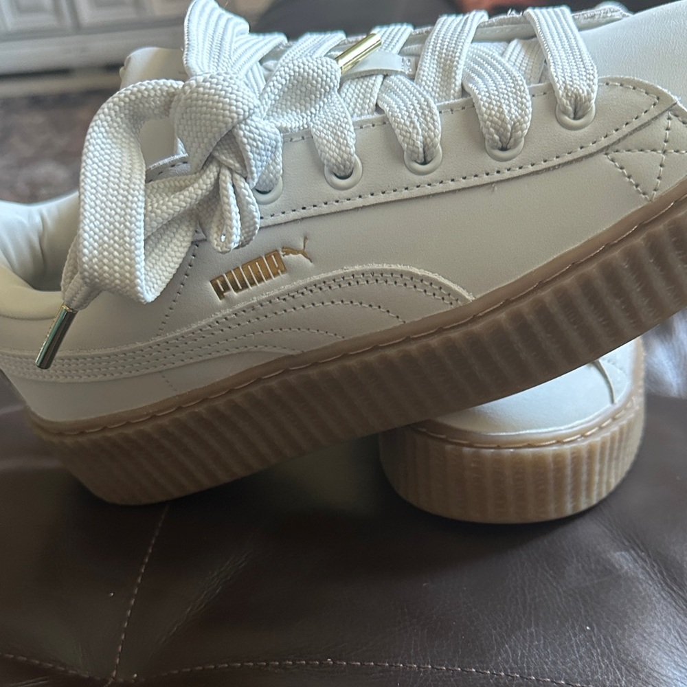 Fenty Puma Cream Sneakers with Brown Sole